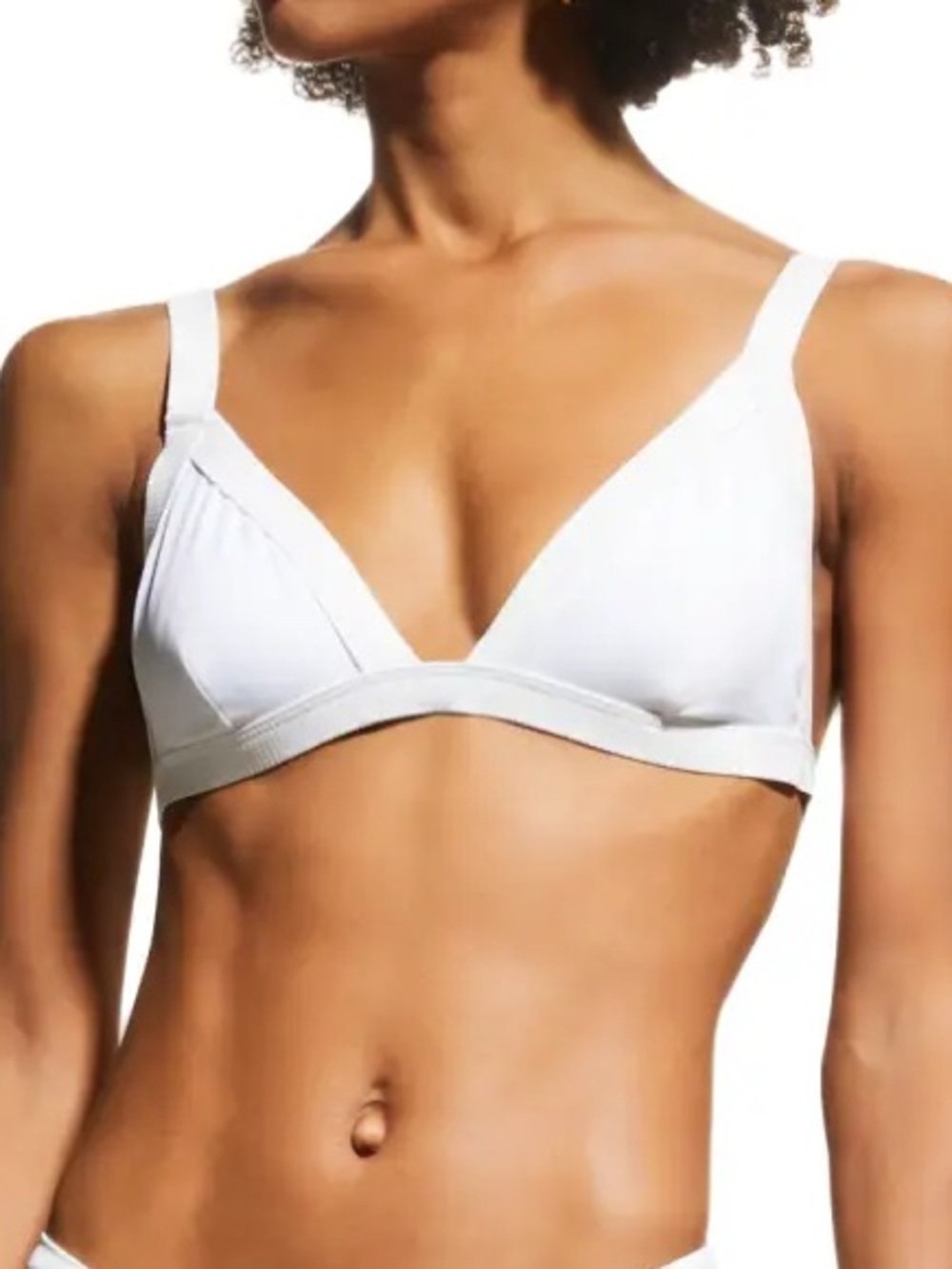 NWT Onia Kamryn Bikini Top White Ribbed Triangle Swim Suit Size Small Luxury